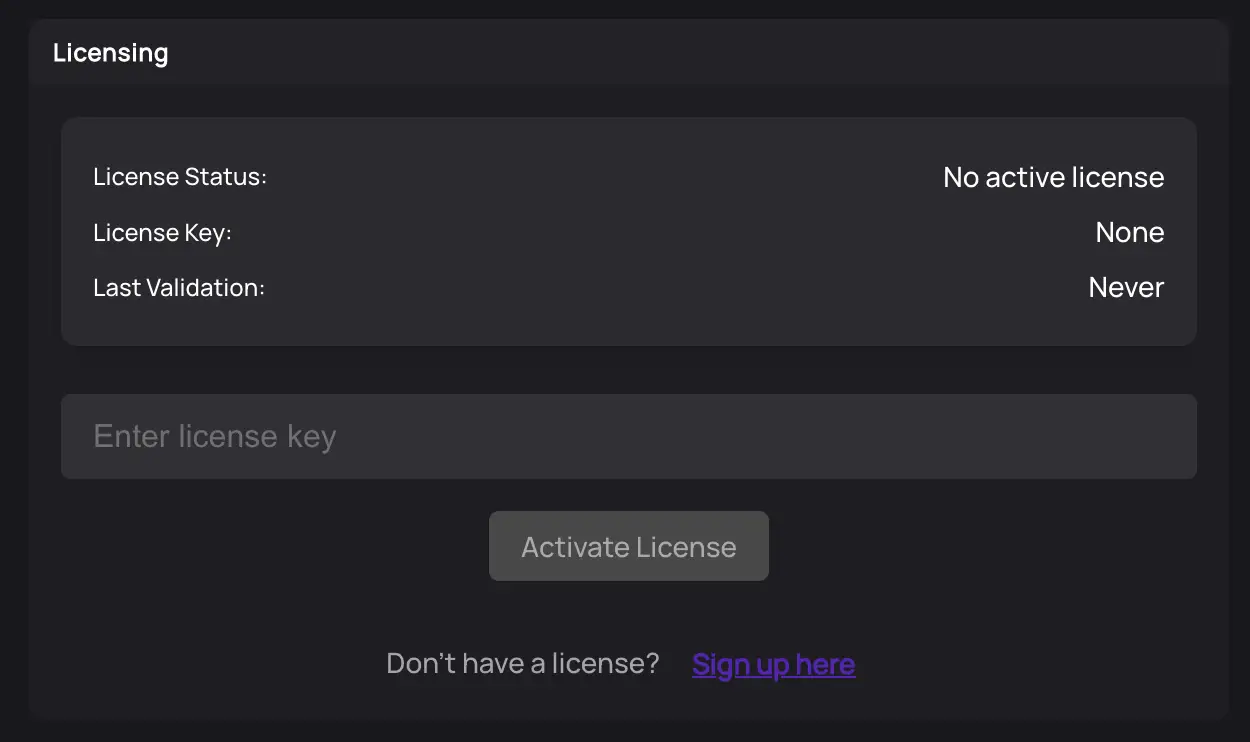 License Activation Window